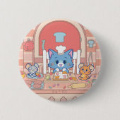 Anime Tom, Jerry en Tuffy Bakery Ronde Button 5,7 Cm (Voorkant)
