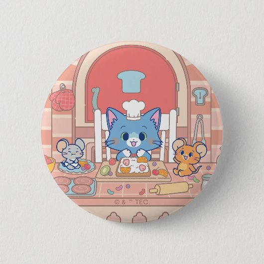 Anime Tom, Jerry en Tuffy Bakery Ronde Button 5,7 Cm (Voorkant)