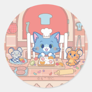Anime Tom, Jerry en Tuffy Bakery Ronde Sticker