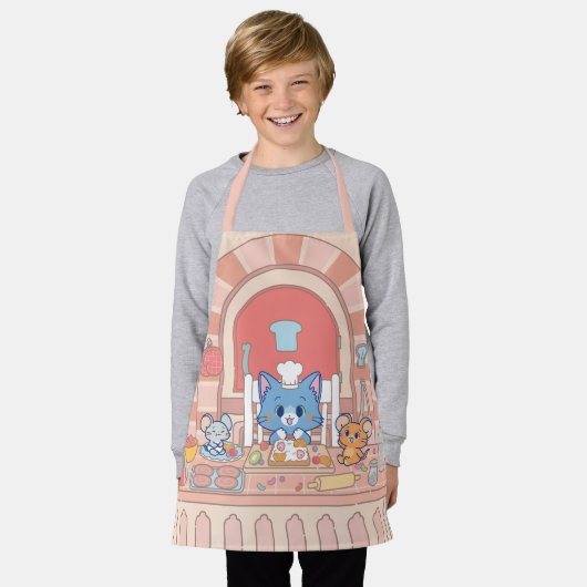 Anime Tom, Jerry en Tuffy Bakery Schort (Gedragen)