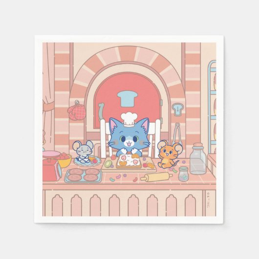 Anime Tom, Jerry en Tuffy Bakery Servet (Voorkant)
