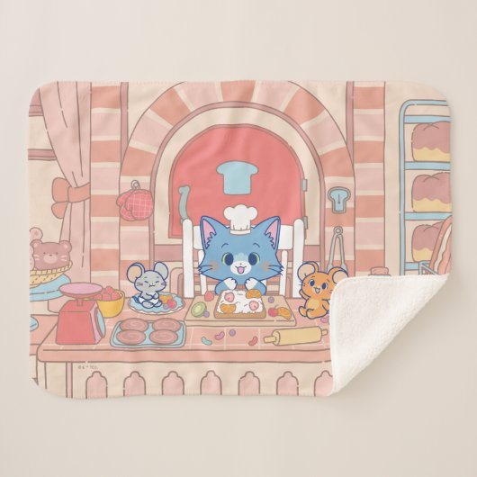 Anime Tom, Jerry en Tuffy Bakery Sherpa Deken (Voorkant (horizontaal))
