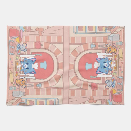 Anime Tom, Jerry en Tuffy Bakery Theedoek (Horizontaal)