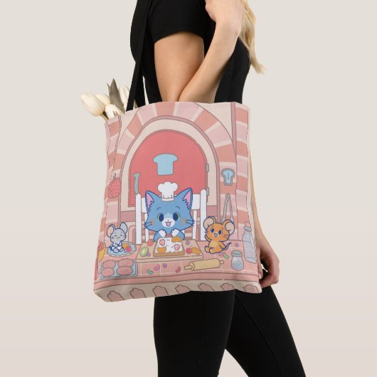 Anime Tom, Jerry en Tuffy Bakery Tote Bag (Dichtbij)