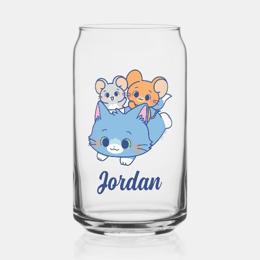 Anime Tom, Jerry en Tuffy Blikvorm Glas (Voorkant)