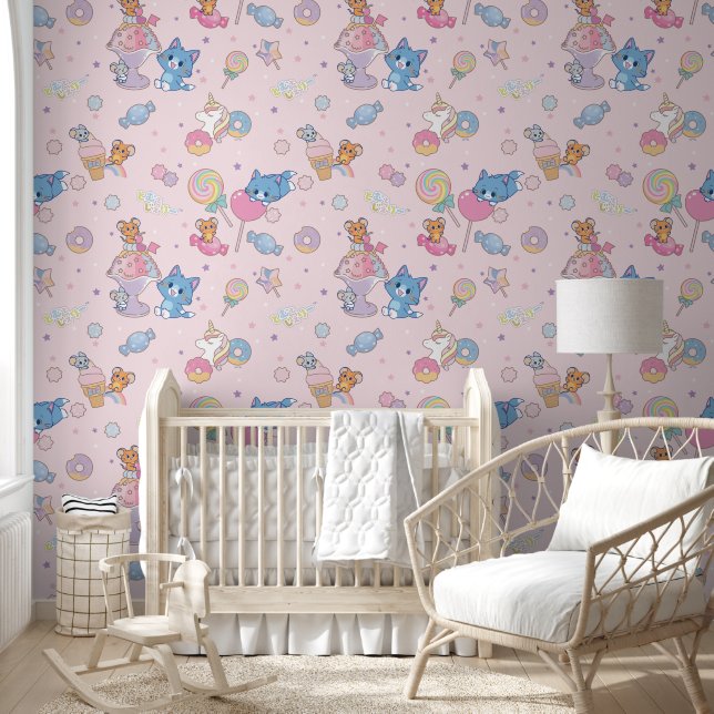 Anime Tom, Jerry en Tuffy Candyland Patroon Behang (Kinderen)