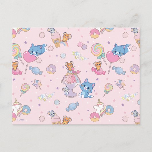 Anime Tom, Jerry en Tuffy Candyland Patroon Briefkaart (Voorkant)