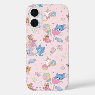 Anime Tom, Jerry en Tuffy Candyland Patroon iPhone 16 Hoesje