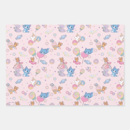 Anime Tom, Jerry en Tuffy Candyland Patroon Inpakpapier Vel (Voorkant 3)