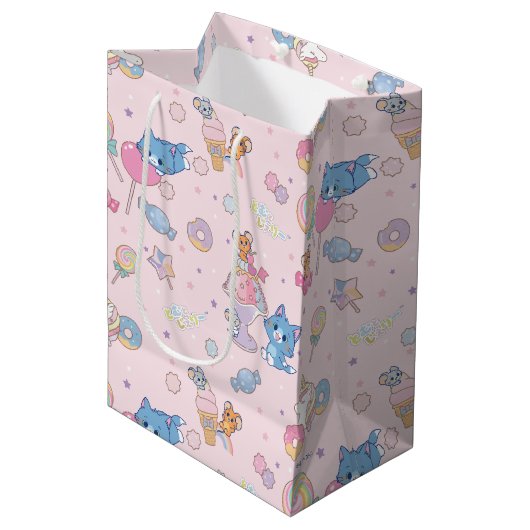 Anime Tom, Jerry en Tuffy Candyland Patroon Medium Cadeauzakje (Voorkant Gekanteld)