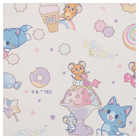 Anime Tom, Jerry en Tuffy Candyland Patroon Stof (Swatch)