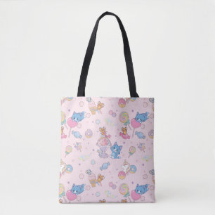 Anime Tom, Jerry en Tuffy Candyland Patroon Tote Bag