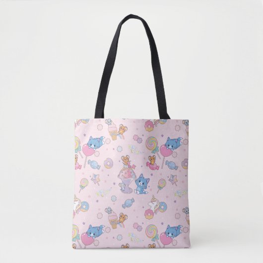 Anime Tom, Jerry en Tuffy Candyland Patroon Tote Bag (Voorkant)