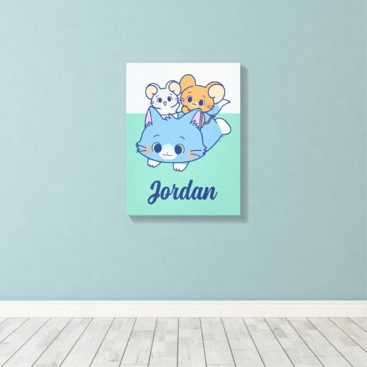 Anime Tom, Jerry en Tuffy Canvas Afdruk (Insitu (Houten vloer))