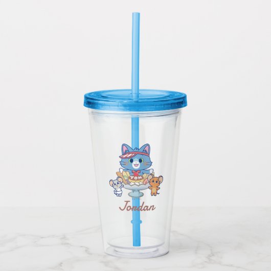 Anime Tom, Jerry en Tuffy Dessert Parlor Acryl Drinkbeker (Voorkant)