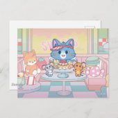 Anime Tom, Jerry en Tuffy Dessert Parlor Briefkaart (Voorkant / Achterkant)