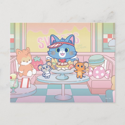 Anime Tom, Jerry en Tuffy Dessert Parlor Briefkaart (Voorkant)