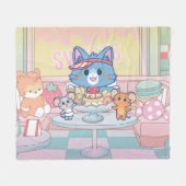 Anime Tom, Jerry en Tuffy Dessert Parlor Fleece Deken (Voorkant (Horizontaal))