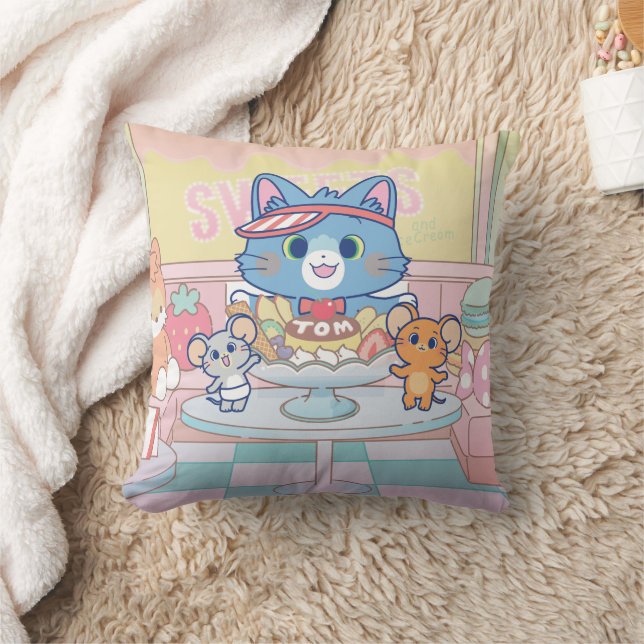 Anime Tom, Jerry en Tuffy Dessert Parlor Kussen (Deken)