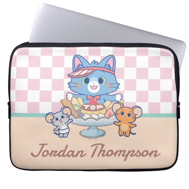 Anime Tom, Jerry en Tuffy Dessert Parlor Laptop Sleeve (Voorkant)