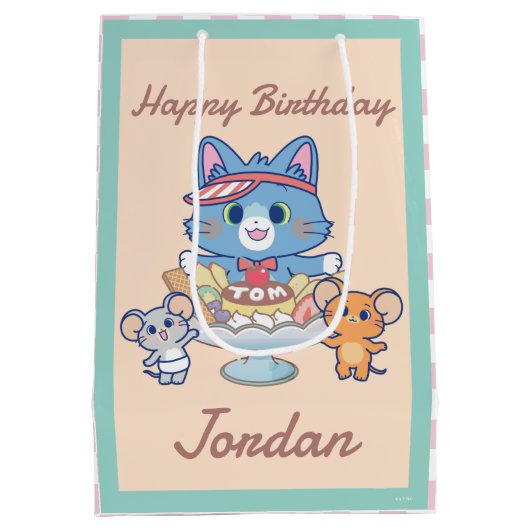 Anime Tom, Jerry en Tuffy Dessert Parlor Medium Cadeauzakje (Achterkant)