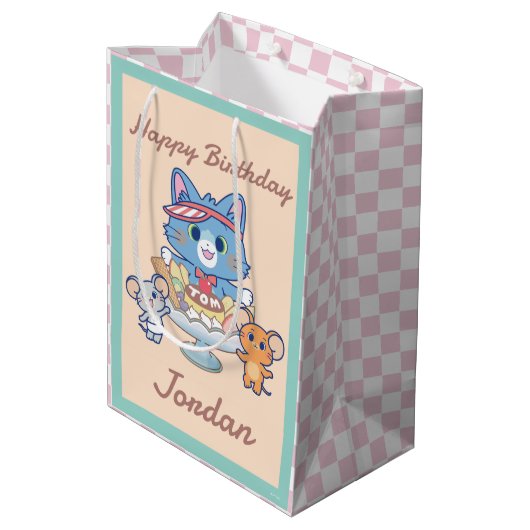 Anime Tom, Jerry en Tuffy Dessert Parlor Medium Cadeauzakje (Achterkant Gekanteld)