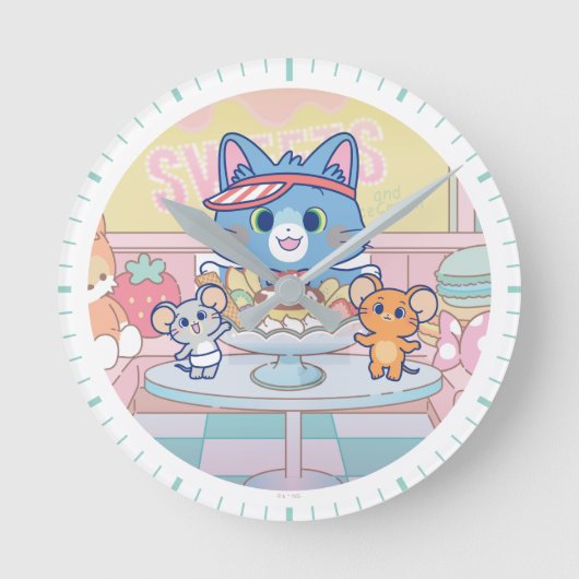 Anime Tom, Jerry en Tuffy Dessert Parlor Ronde Klok (Voorkant)