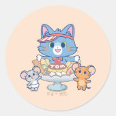 Anime Tom, Jerry en Tuffy Dessert Parlor Ronde Sticker (Voorkant)