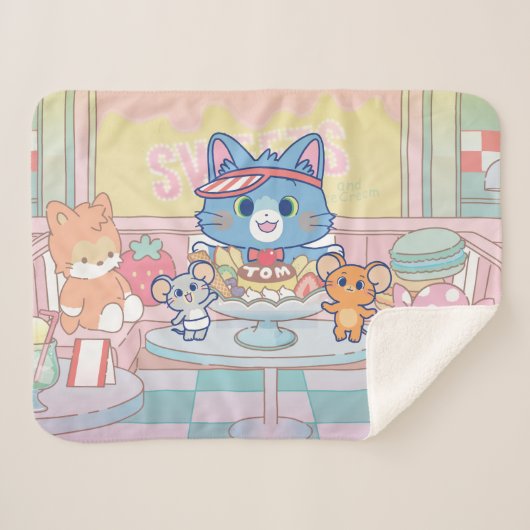 Anime Tom, Jerry en Tuffy Dessert Parlor Sherpa Deken (Voorkant (horizontaal))