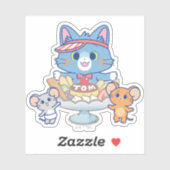 Anime Tom, Jerry en Tuffy Dessert Parlor Sticker (Vel)