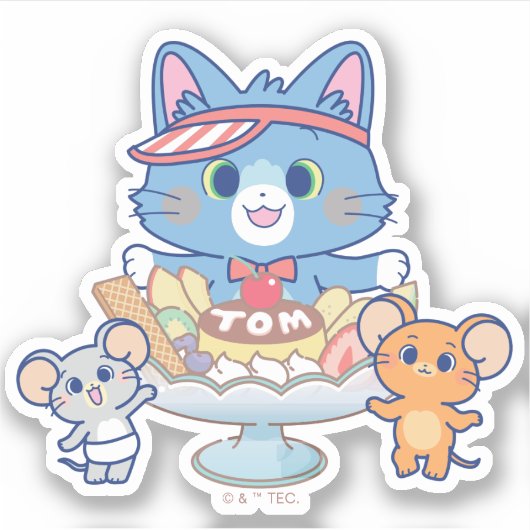 Anime Tom, Jerry en Tuffy Dessert Parlor Sticker (Voorkant)