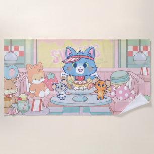 Anime Tom, Jerry en Tuffy Dessert Parlor Strandlaken