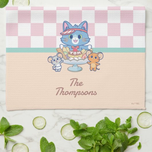Anime Tom, Jerry en Tuffy Dessert Parlor Theedoek (Gevouwen)