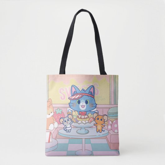 Anime Tom, Jerry en Tuffy Dessert Parlor Tote Bag (Voorkant)