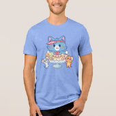 Anime Tom, Jerry en Tuffy Dessert Parlor Tri-Blend Shirt (Voorkant)