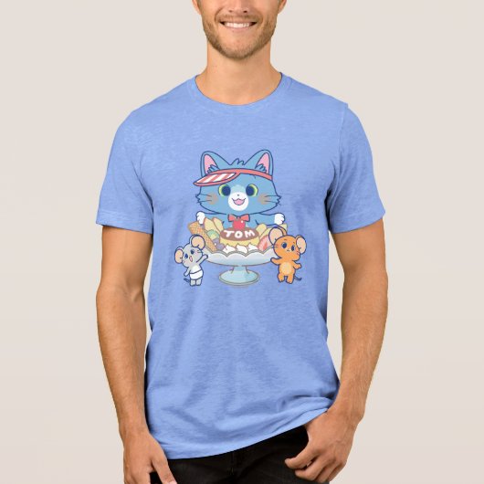 Anime Tom, Jerry en Tuffy Dessert Parlor Tri-Blend Shirt (Voorkant)