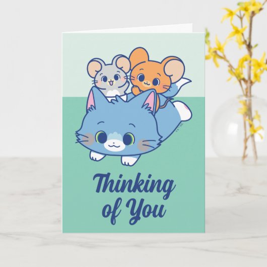 Anime Tom, Jerry en Tuffy Kaart (Gele Bloem)