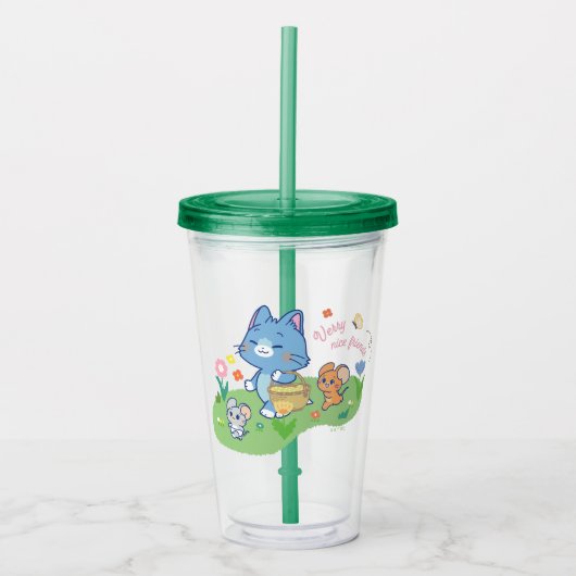 Anime Tom, Jerry en Tuffy Picnic Acryl Drinkbeker (Voorkant)