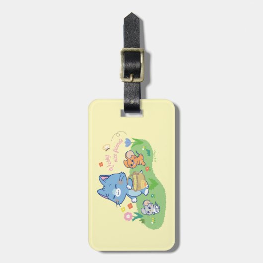Anime Tom, Jerry en Tuffy Picnic Bagagelabel (Voorkant verticaal)