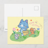Anime Tom, Jerry en Tuffy Picnic Briefkaart (Voorkant / Achterkant)