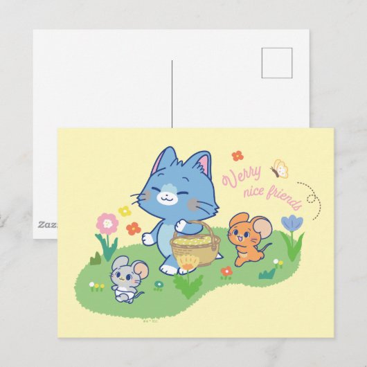 Anime Tom, Jerry en Tuffy Picnic Briefkaart (Voorkant / Achterkant)