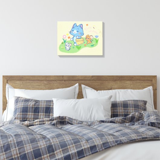 Anime Tom, Jerry en Tuffy Picnic Canvas Afdruk (Insitu (Slaapkamer))