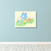 Anime Tom, Jerry en Tuffy Picnic Canvas Afdruk (Insitu (Houten vloer))