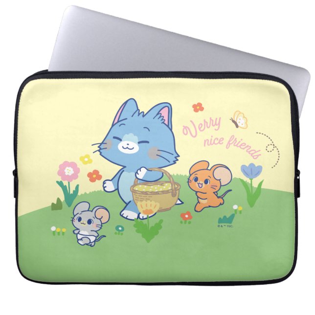 Anime Tom, Jerry en Tuffy Picnic Laptop Sleeve (Voorkant)