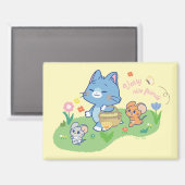 Anime Tom, Jerry en Tuffy Picnic Magneet (Voorkant / Achterkant)