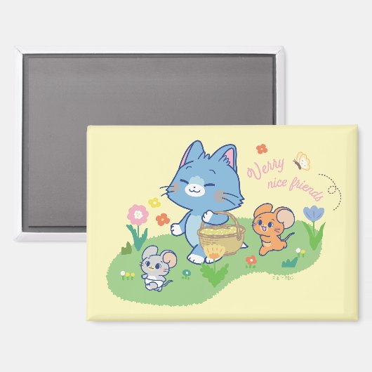 Anime Tom, Jerry en Tuffy Picnic Magneet (Voorkant / Achterkant)
