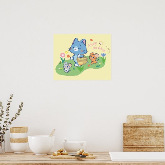 Anime Tom, Jerry en Tuffy Picnic Poster (Keuken)