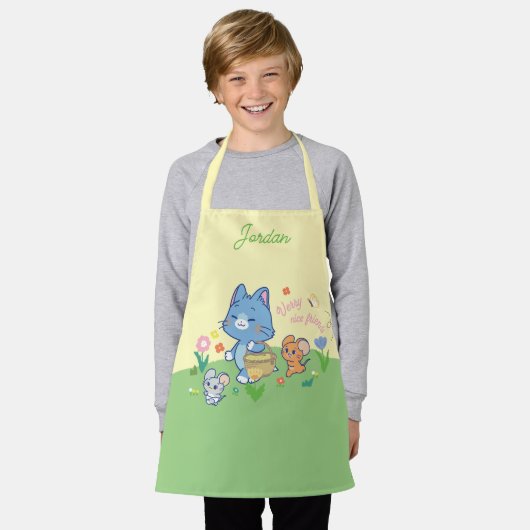 Anime Tom, Jerry en Tuffy Picnic Schort (Gedragen)
