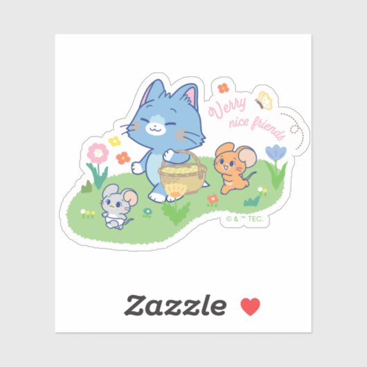 Anime Tom, Jerry en Tuffy Picnic Sticker (Vel)
