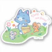 Anime Tom, Jerry en Tuffy Picnic Sticker (Voorkant)